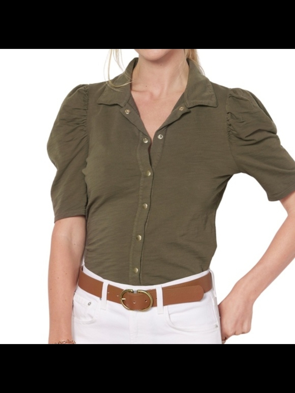 Nation LTD Olive Short-Sleeve Button Down Shirt - Picture 2 of 4